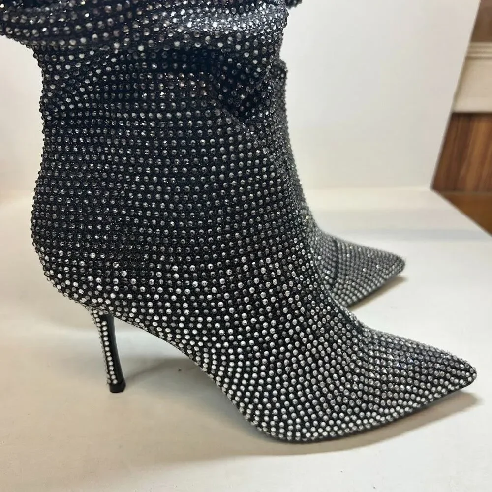 Thalia Sodi Womens 10 M Black Ombre Rhinestone Raquell Pointed Toe Boots NIB PP1